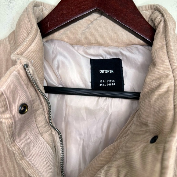 Women’s Cotton-On Corduroy Puffer Coat Size 12 - Picture 10 of 11